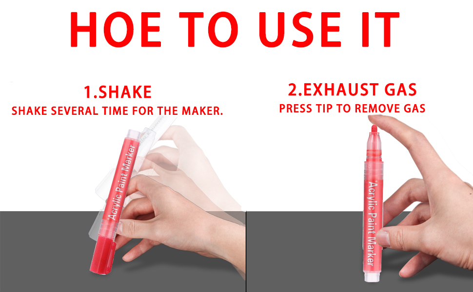 HUJUGAKO Red Paint Pen,12 Pack Acrylic Paint Marker Pens for Wood Black