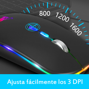 Ratón Inalámbrico Recargable, Bluetooth Ratón LED