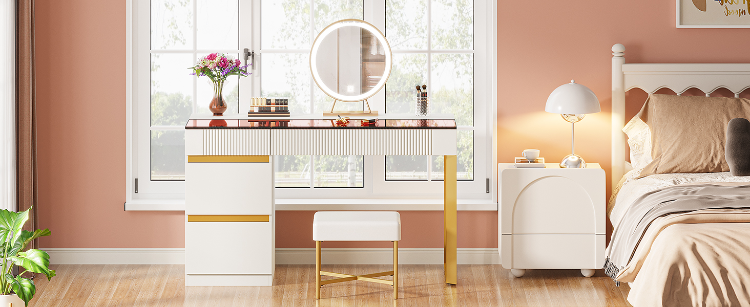 vanity desk with drawers