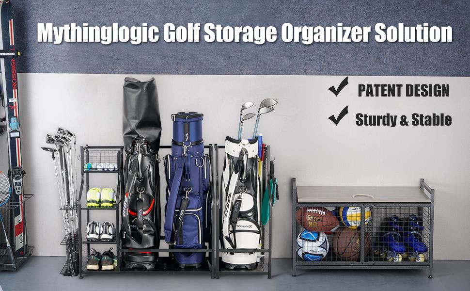 Mythinglogic Golf Storage Garage Organizer,Golf Bag Storage Stand and