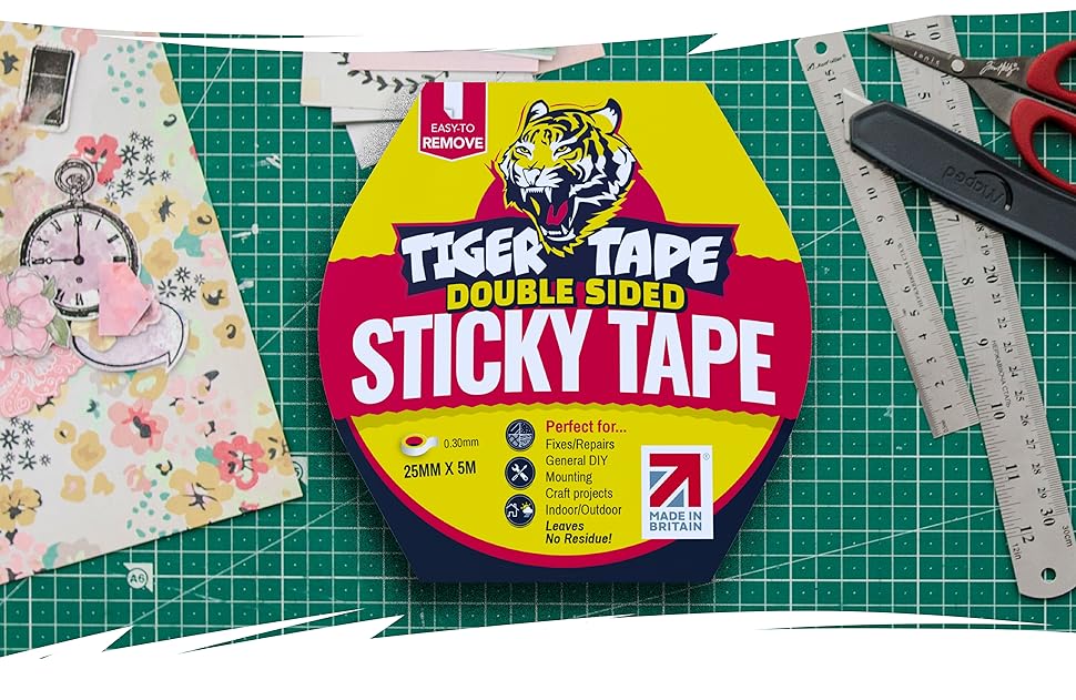 Tiger Tape® Super Strong Double Sided Sticky Tape. Removable Grip