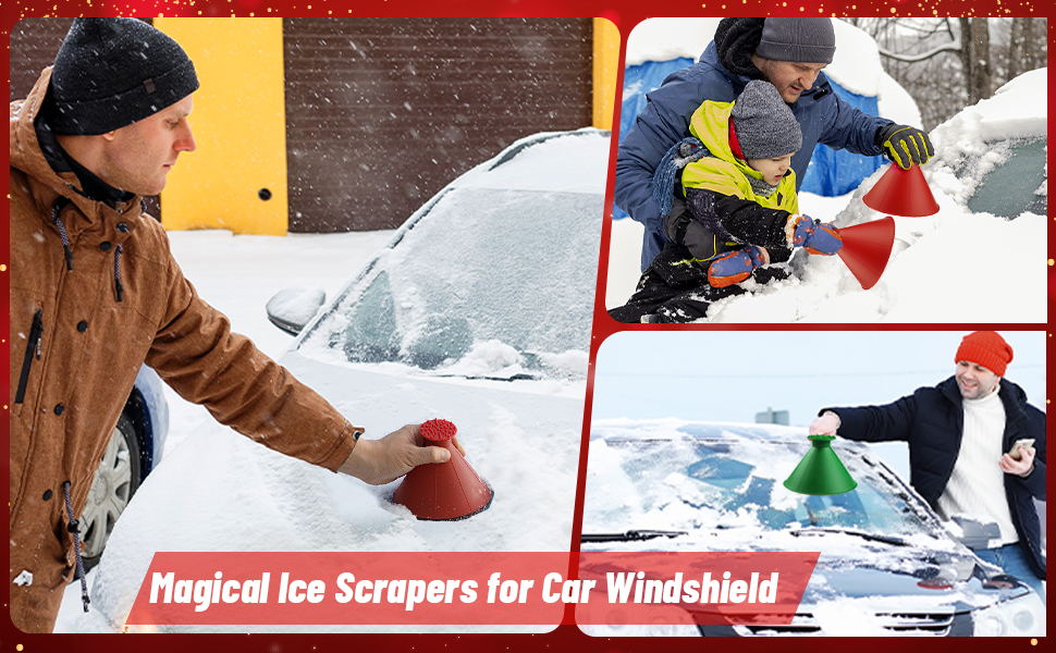 4 Pack Magical Ice Scraper, Round Snow Scraper for Car Windshield
