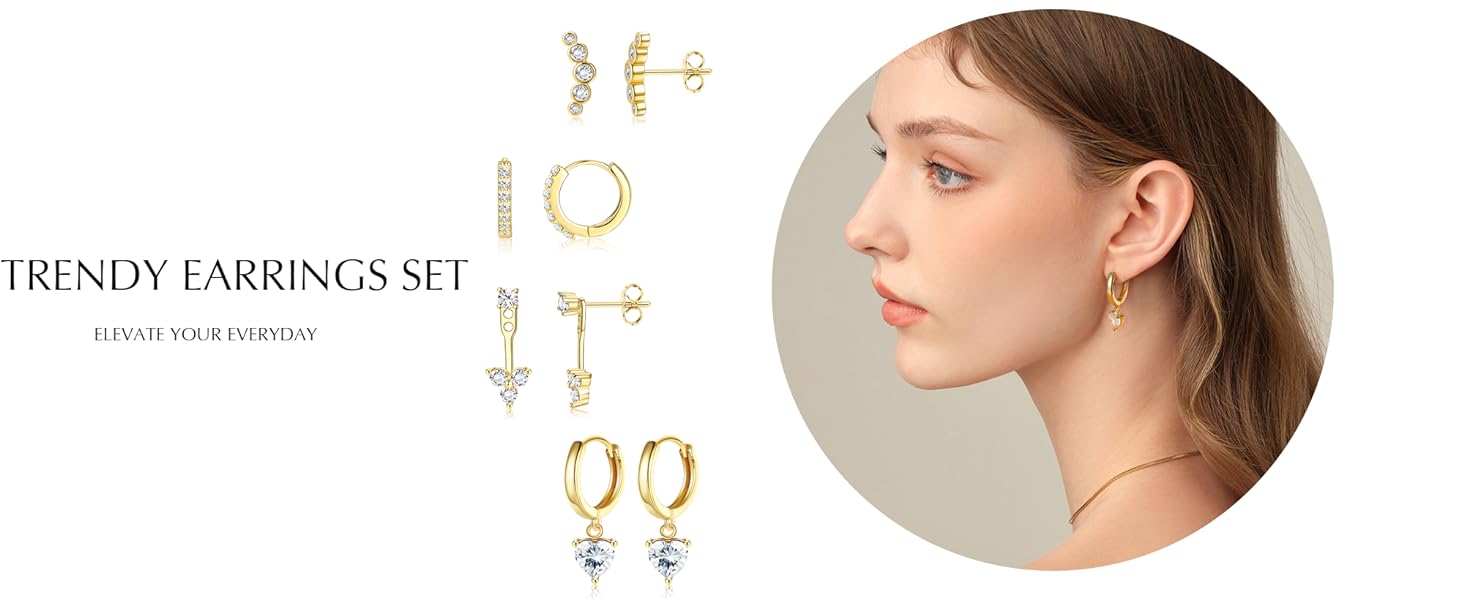 Heart CZ hoop dangle earrings