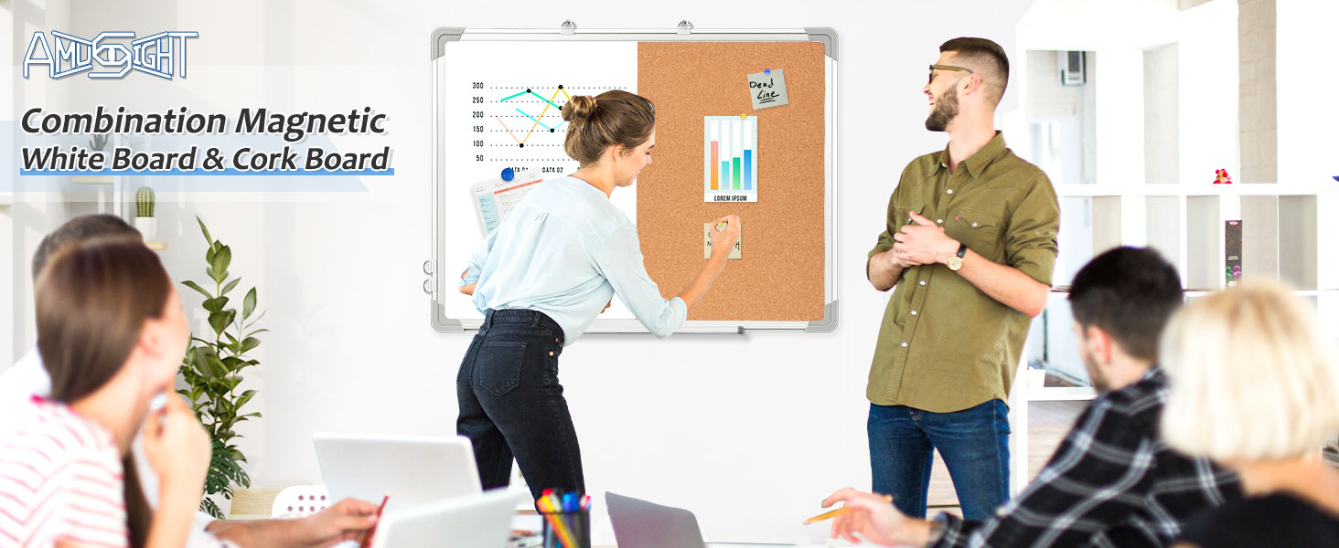 DoubleSided Combination White Board & Cork Board