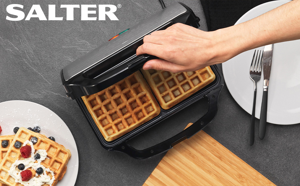 Salter® EK2249 Deep Fill Waffle Maker Iron with XL NonStick Cooking Plates, 900 W, Auto