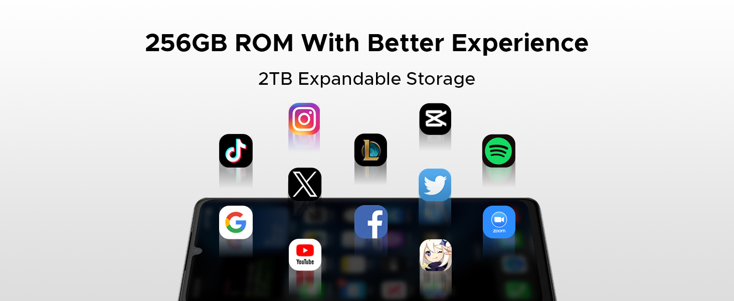 256GB ROM can be further expanded with a 2TB TF card 