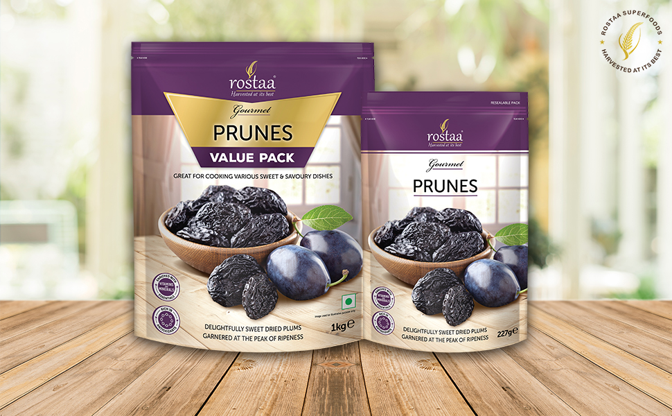 Rostaa Gourmet Sweet Dry Prunes, 1000g (Gluten Free, NonGMO & Vegan