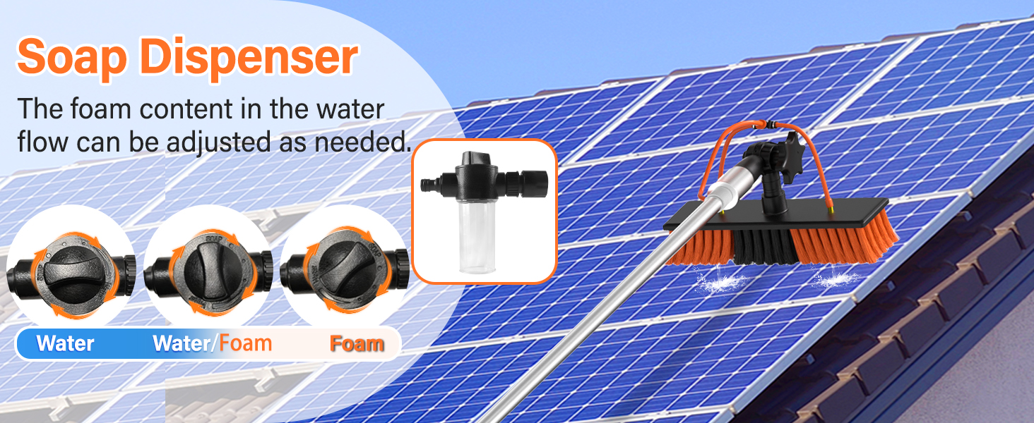 20FT Water Fed Solar Panel Cleaner Brush and Pole