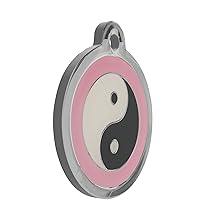 design round ying yang pink pet id tag