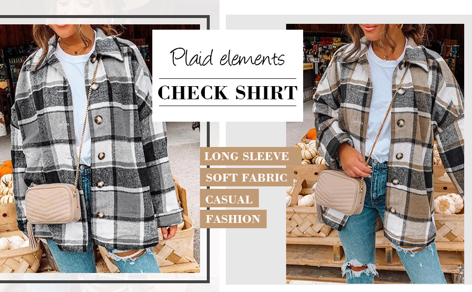 Shacket Jacket Women Plaid