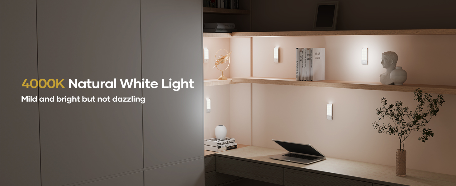 Motion Sensor Lights Indoor, 2 Pack Rechargeable LED Night Light with 3 Modes (AUTO/ON/Off), Stick-On Cupboard Light with Magnetic Strips for Wardrobe, Bedroom, Stair, Cabinet, Kitchen, Hallway 15 Motion Sensor Lights