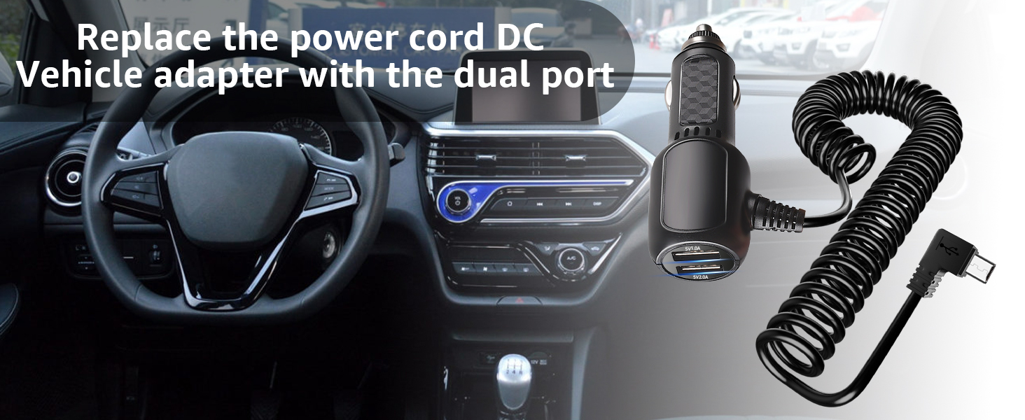 Dual- USB Port for Garmin GPS Power Cord