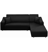 NAISI Sectional Couch Cover L Shape 2 Pieces Sofa Cover Soft Stretch Slipcovers with 2pcs Pillowc...