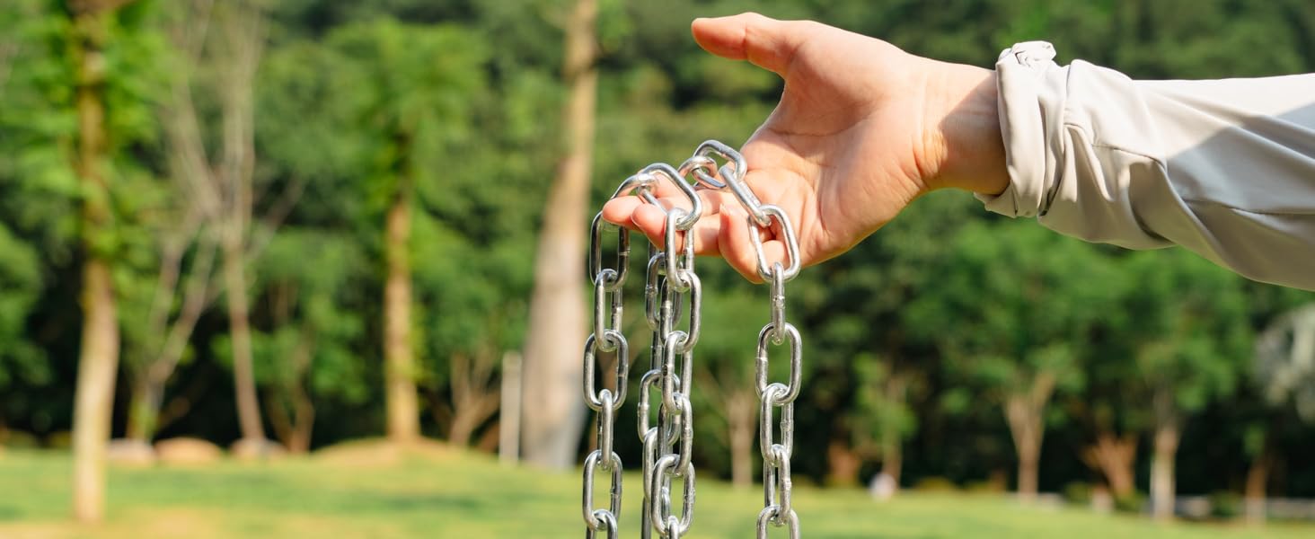 BeneLabel 2Pcs 28 inch Silver Hanging Chain Kits with 4 Carabiners 1000 LB Capacity Heavy Duty Hanging Hammock Chair Hardware Swing Extender Chain for Hanging Chair, Punching Bags, Porch Swing 14 BeneLabel 2 Hanging Chair Chain with 4 Carabiners