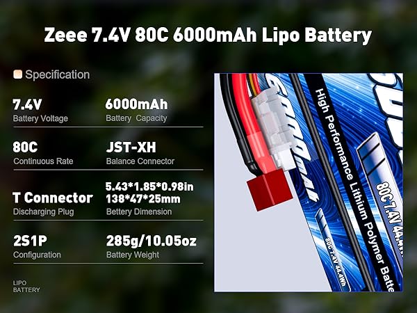 【2本セット】zeee リポバッテリー 6000mAh Amazon.com: Zeee Premium Series 2S Shorty Lipo Battery