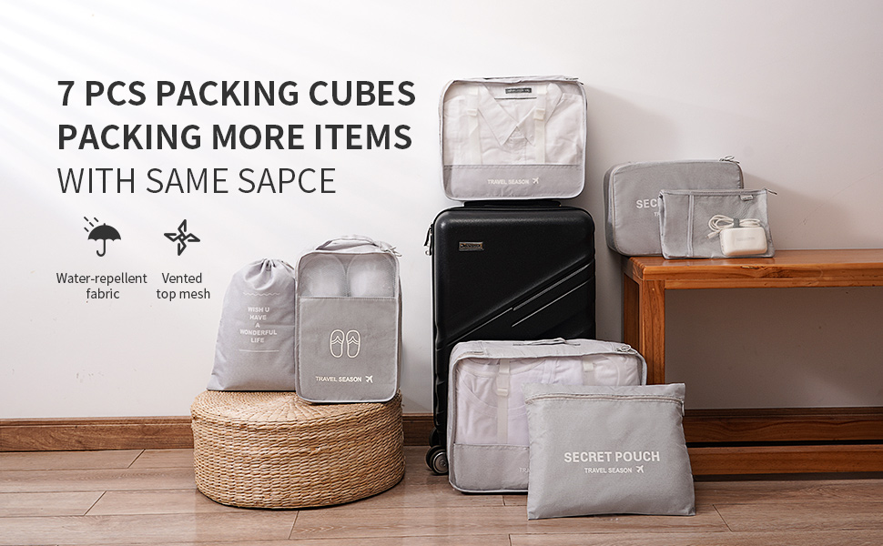 ANYLION Packing Cubes, Travel Packing Organizers, 7 Set Packing Cubes