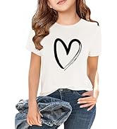 APWEQATA Girls Short Sleeve T Shirts Kids Summer Tops Crewneck Basic Graphic Tees 5-14 Years