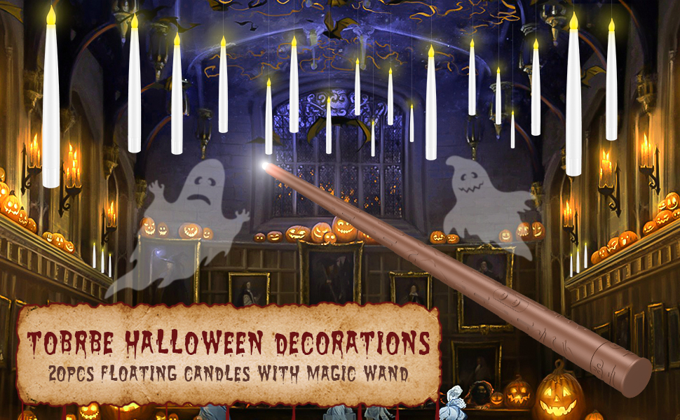 Floating Candles with Wand, Halloween Decoration Magic