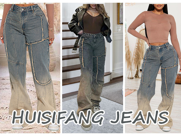 HuiSiFang Women's Boyfriend Jeans Casual High Waisted Y2k