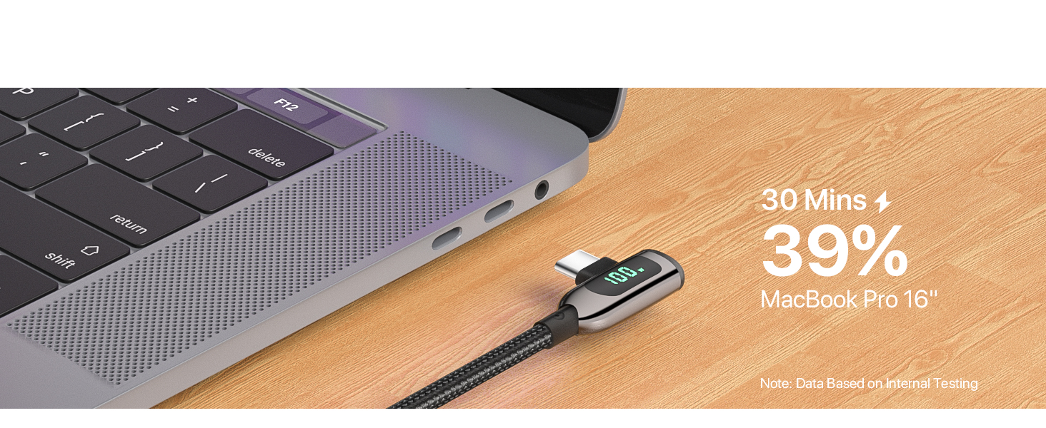 SooPii 100W Right Angle USB C to USB C Cable,6.6FT Zinc Alloy Braided