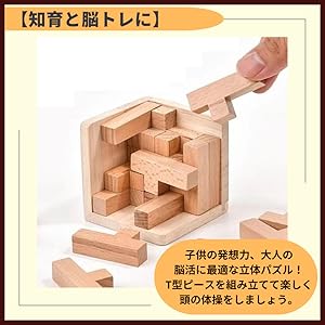 Amazon | ideamall 木製パズル パズル 立体 キューブパズル 脳