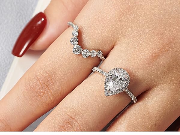 アクセサリー vintage ring set Stainless Steel 3.25 Ct Round Cut CZ Vintage Wedding Ring