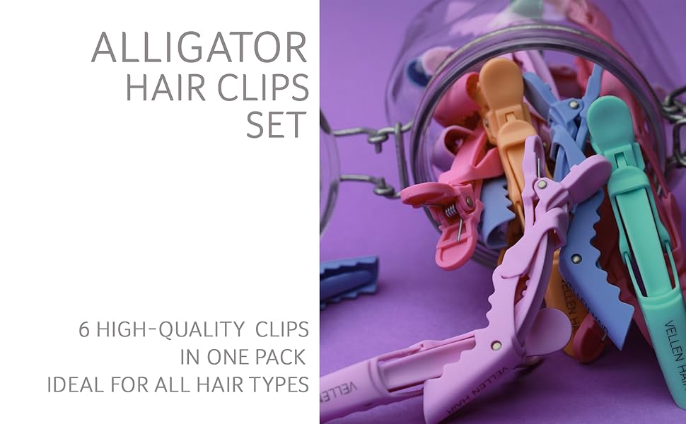 Vellen Hair Alligator Clips 6 Pack for sectioning, Hair