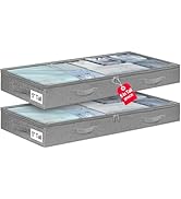 punemi 5 Inches High Low Profile Under Bed Storage Containers,No-Structure,Soft Fabric Zippered U...
