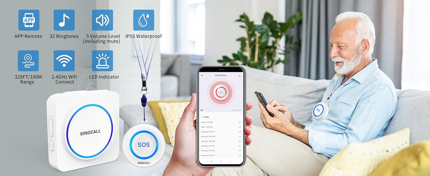 SINGCALL Tuya WiFi Smart SOS caregiver calling system