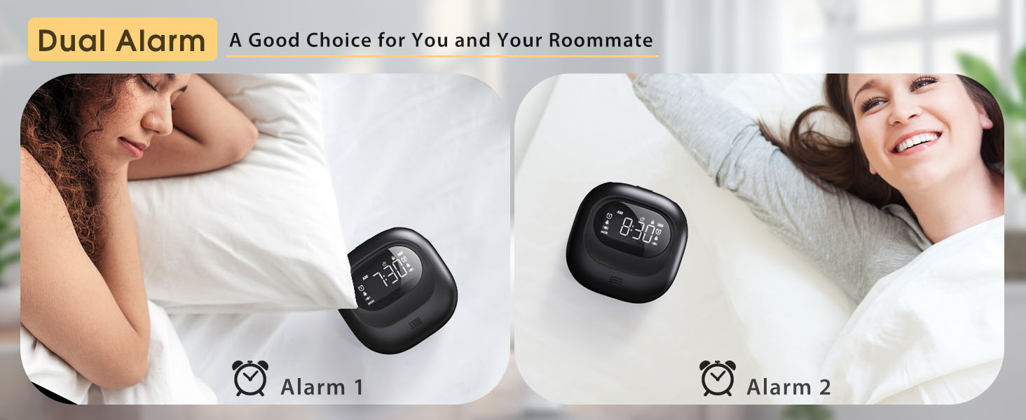 Digital Vibrating Alarm Clocks for Heavy Sleepers Dual Alarms Bedside
