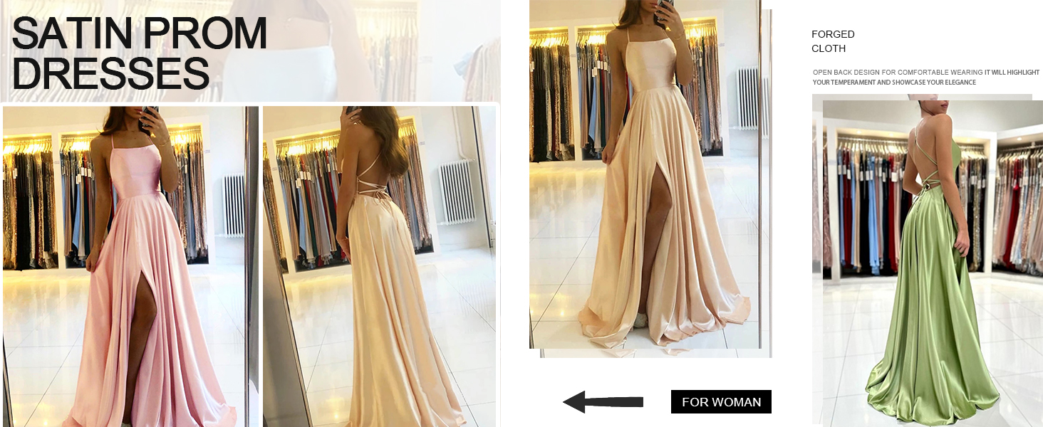 satin prom dresses for teens ball gown halter split bridesmaid dresses long for women wedding guest