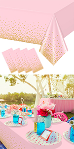 pink and gold dot tablecloth
