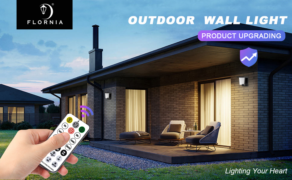 FLORNIA Outdoor LED Wall Light with Motion Senor, Dusk to Dawn Outdoor