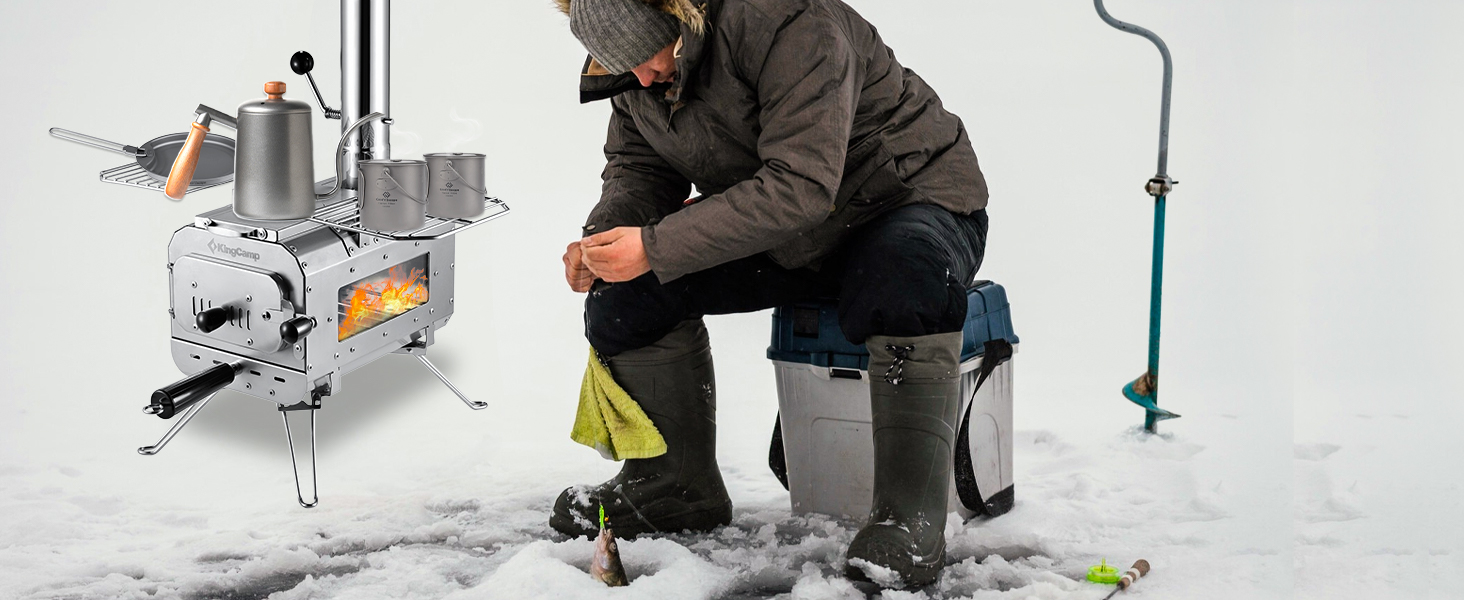 KingCamp Hot Tent Stove, Foldable Camping Stove with Large