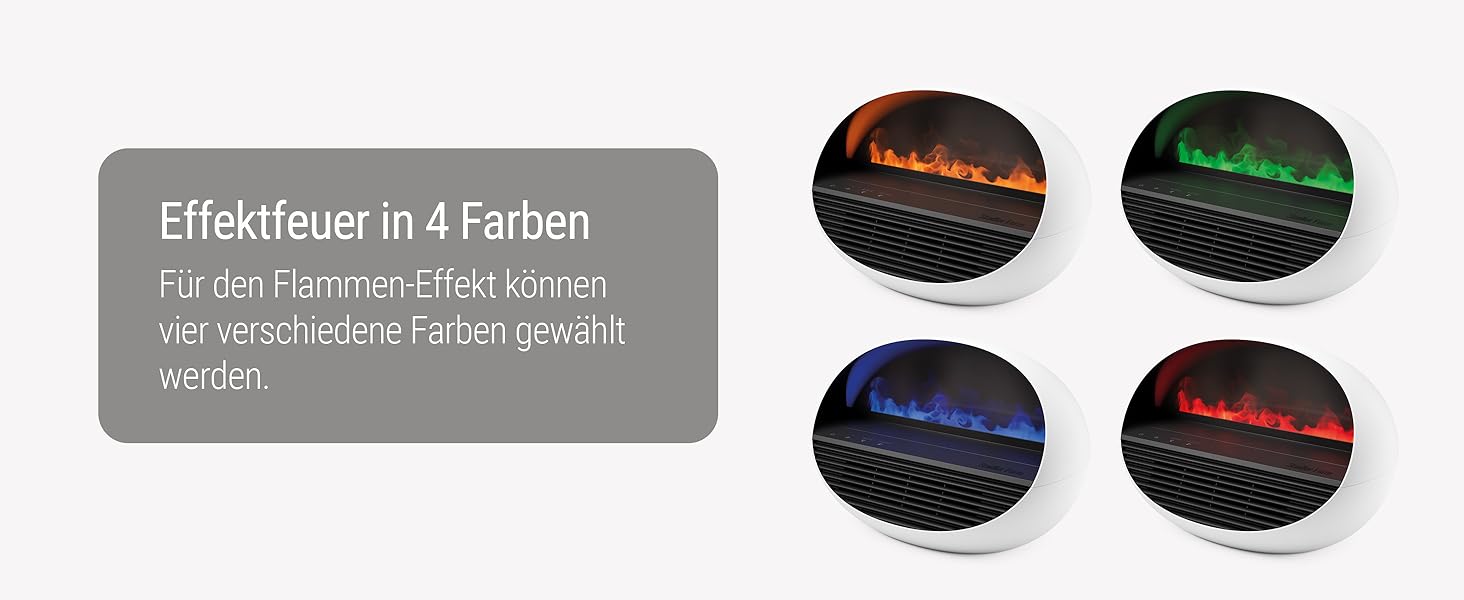 Der Text lautet “Effektleur in 4 Farben”。 Anzeige von vier runden Effektlichtern oder Markierungen in den Farben Schwarz, Grün, Blau und Rot。