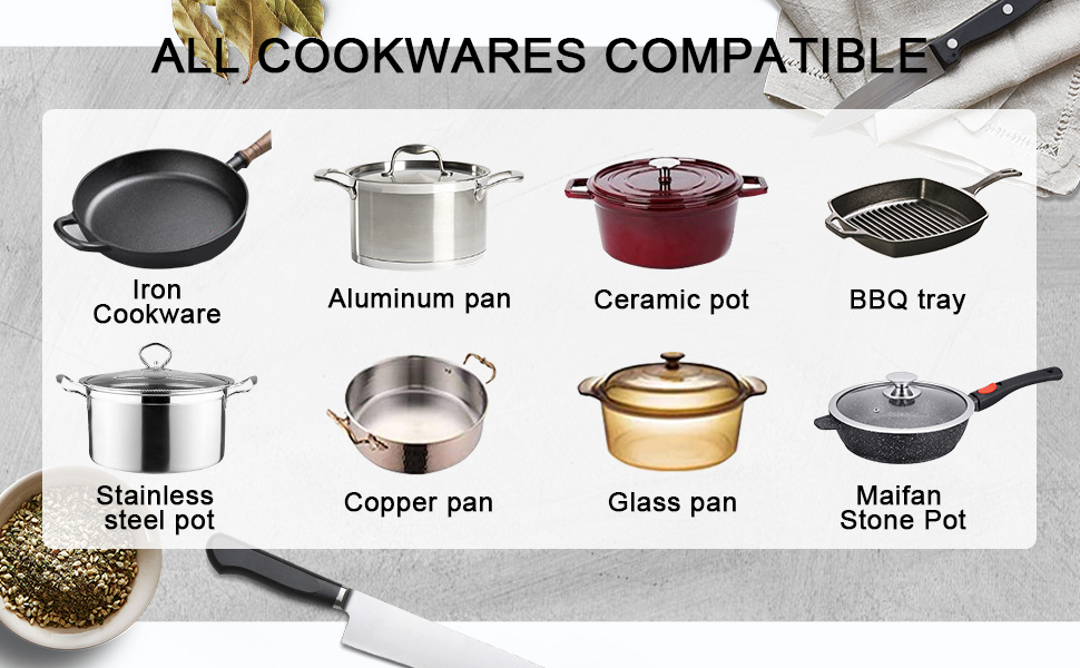 Karinear Ceramic Hob, 60cm Built-in 4 Zones Electric Cooktop With Dual Oval Zone 6600W, Hard Wired, No Plug Included 12 Pans