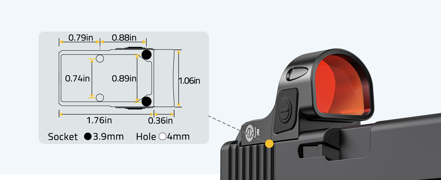 size - CVLIFE WolfCovert Auto-Brightness 7-Reticle Red Dot Sight