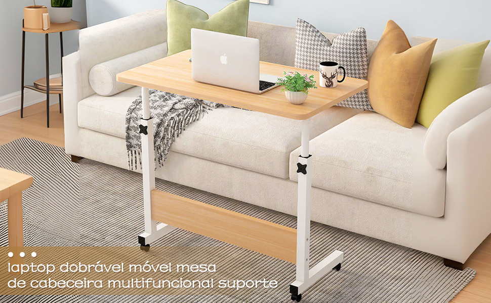 Mesa ajustável dobrável, mesa de cabeceira multifunctional