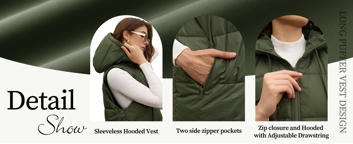 sleeveless long puffer vest