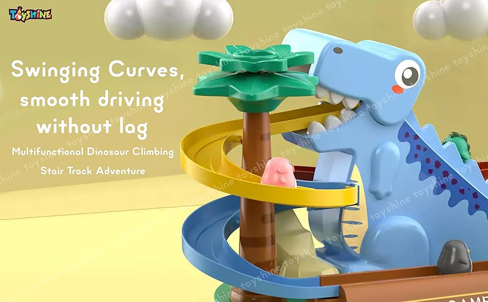 Toyshine Dinosaur Themed Track Set with Large Sliding Obstacle Course Adventure Toy