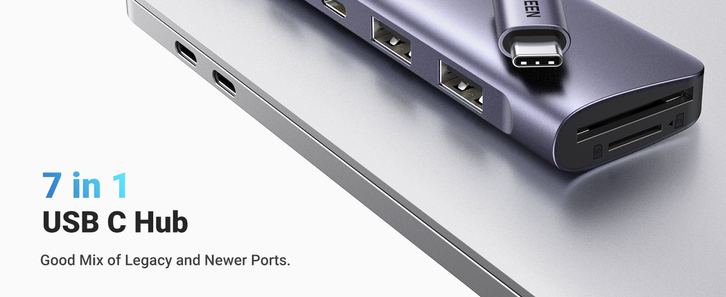 usb c hub dongle 7 in 1 docking station 5gbps usb3.0 mac macbook pro ipad 