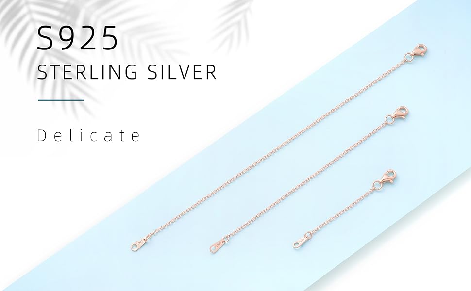 925 Sterling Silver Necklace Extender Rose Gold Necklace