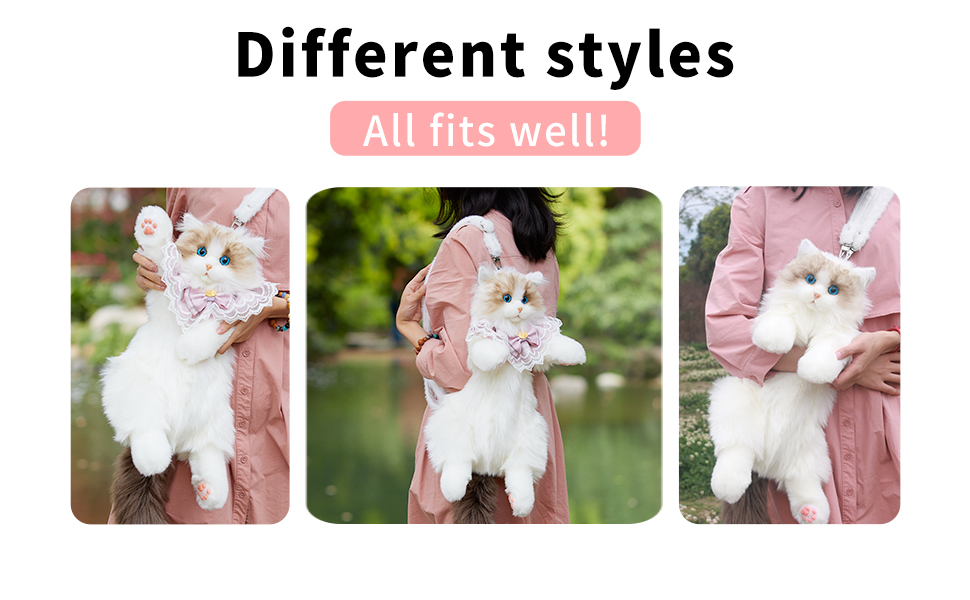 Chongker Stuffed Realistic Cat Shaped Backpack