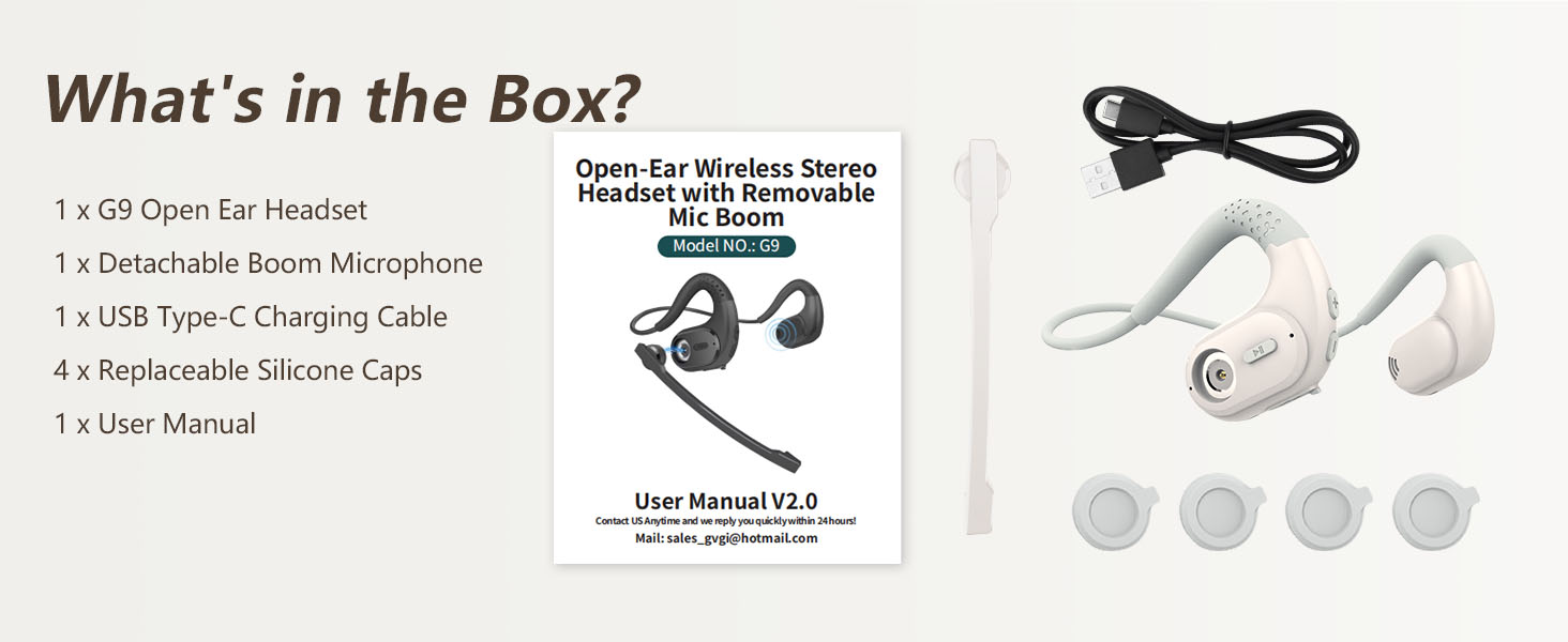 BANIGIPA Bluetooth 5.4 Headset with Microphone Noise Cancelling Open Ear Headphones for Calling 