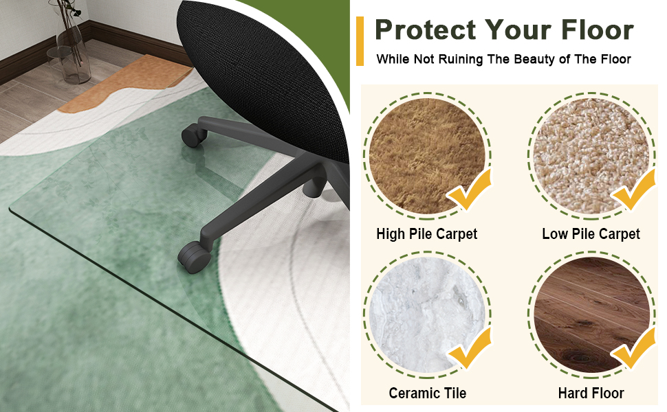 NicBex Office Chair Mat for Carpet 36" x 46" Tempered