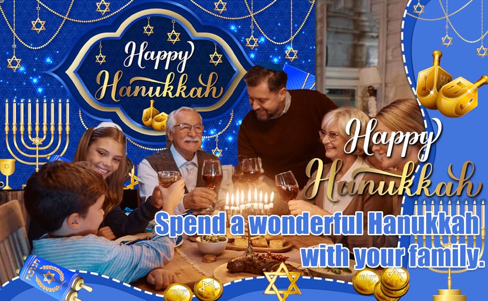 Hanukkah DecorationsHappy Hanukkah Backdrop Blue Hanukkah