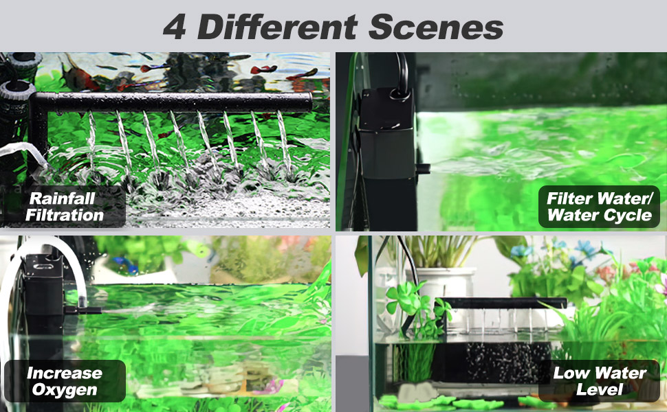 ESMARTER Fish Tank Filter, 4in1 Internal Aquarium Filter, 300L/H