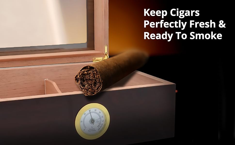 Maypes Desktop Humidor w/Hygrometer Holds 2550 Cigars