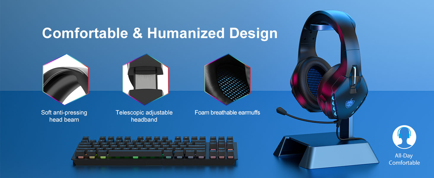 PHOINIKAS Wireless Bluetooth Gaming Headset, Stereo Over