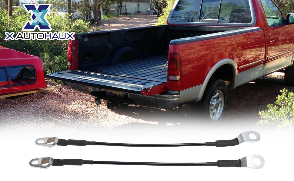 X AUTOHAUX Pair Rear Tailgate Cables Lift Gate Support Straps Pickup